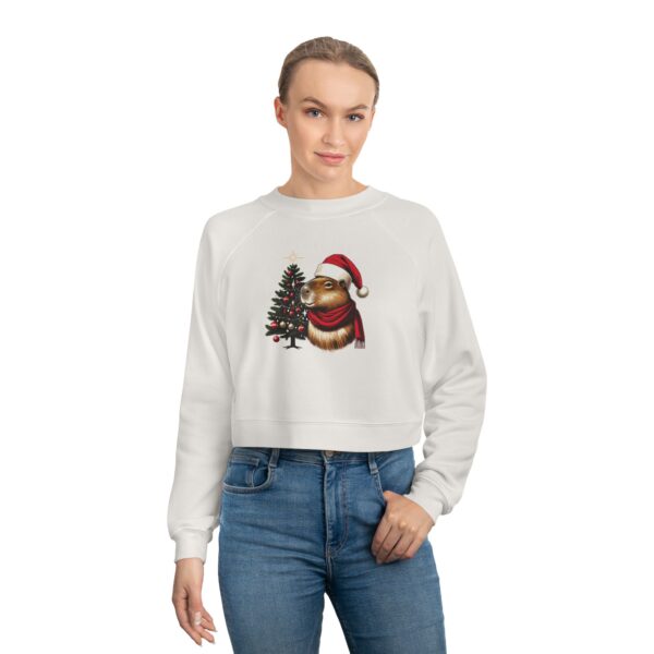 Women's Christmas Capybara Cropped Fleece Pullover – Cozy and Festive