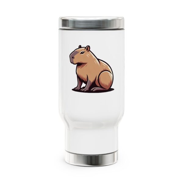 Capybara Stainless Steel Travel Mug with Handle – Durable 14oz Insulated Mug with Cute Capybara Design