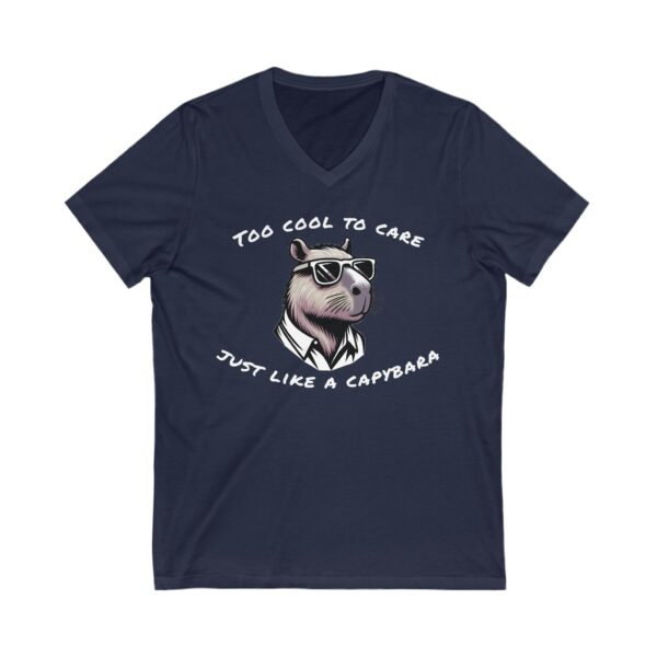 Unisex Short Sleeve V-Neck T-Shirt with Cute Capybara Design – Comfortable Casual Wear