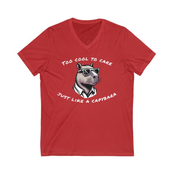 Unisex Short Sleeve V-Neck T-Shirt with Cute Capybara Design – Comfortable Casual Wear
