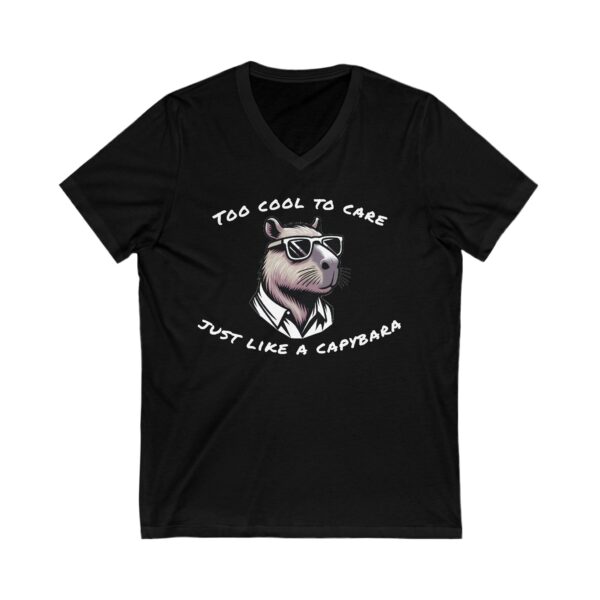 Unisex Short Sleeve V-Neck T-Shirt with Cute Capybara Design – Comfortable Casual Wear