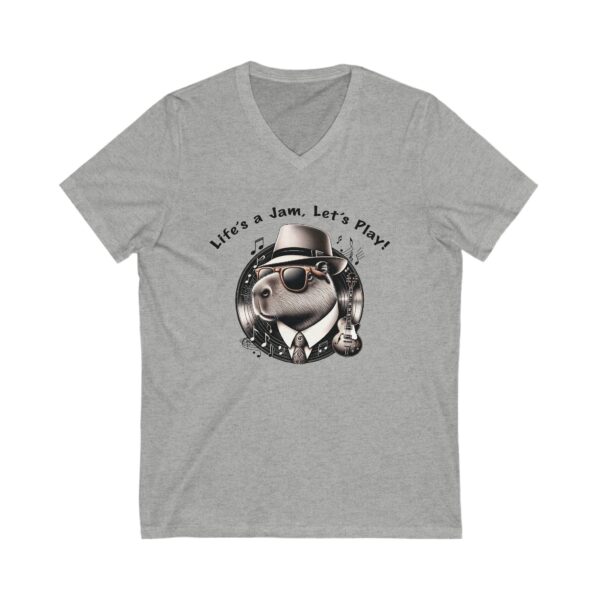 Unisex Short Sleeve V-Neck T-Shirt with Cute Capybara Design – Comfortable Casual Wear
