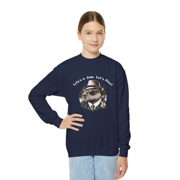 Youth Crewneck Sweatshirt with Adorable Capybara Design – Cozy and Fun for Everyday Wear