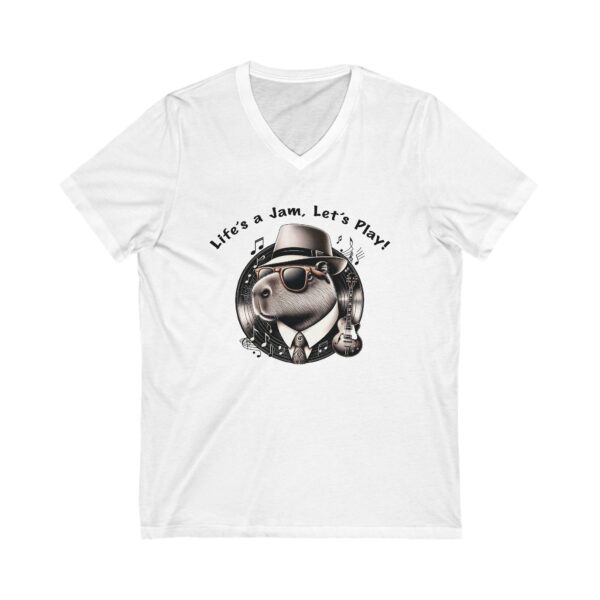 Unisex Short Sleeve V-Neck T-Shirt with Cute Capybara Design – Comfortable Casual Wear