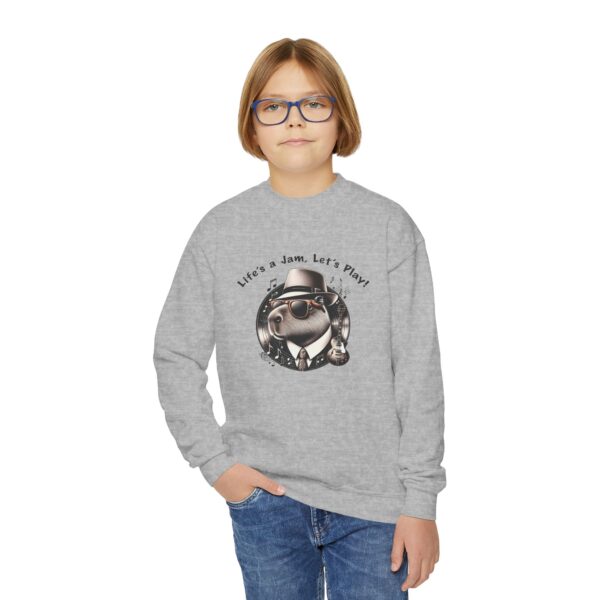Youth Crewneck Sweatshirt with Adorable Capybara Design – Cozy and Fun for Everyday Wear