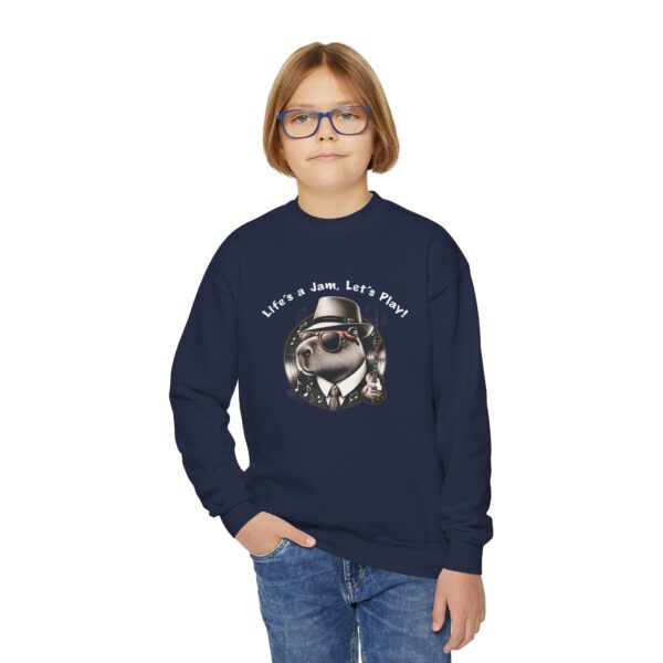 Youth Crewneck Sweatshirt with Adorable Capybara Design – Cozy and Fun for Everyday Wear