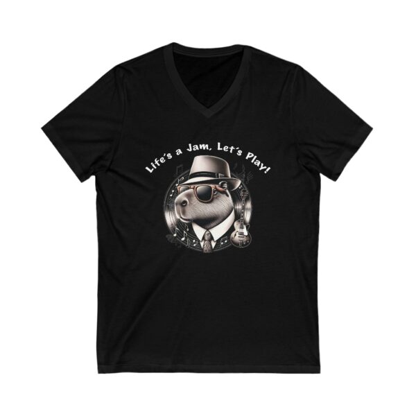 Unisex Short Sleeve V-Neck T-Shirt with Cute Capybara Design – Comfortable Casual Wear