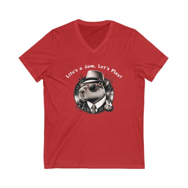 Unisex Short Sleeve V-Neck T-Shirt with Cute Capybara Design – Comfortable Casual Wear