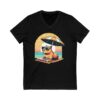 Unisex Short Sleeve V-Neck T-Shirt with Cute Capybara Design – Comfortable Casual Wear