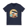 Unisex Short Sleeve V-Neck T-Shirt with Cute Capybara Design – Comfortable Casual Wear