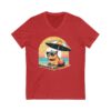 Unisex Short Sleeve V-Neck T-Shirt with Cute Capybara Design – Comfortable Casual Wear