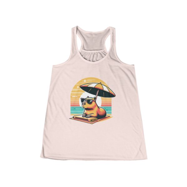 Womens Flowy Racerback Tank with Adorable Capybara Design – Lightweight, Stylish, and Fun for Summer