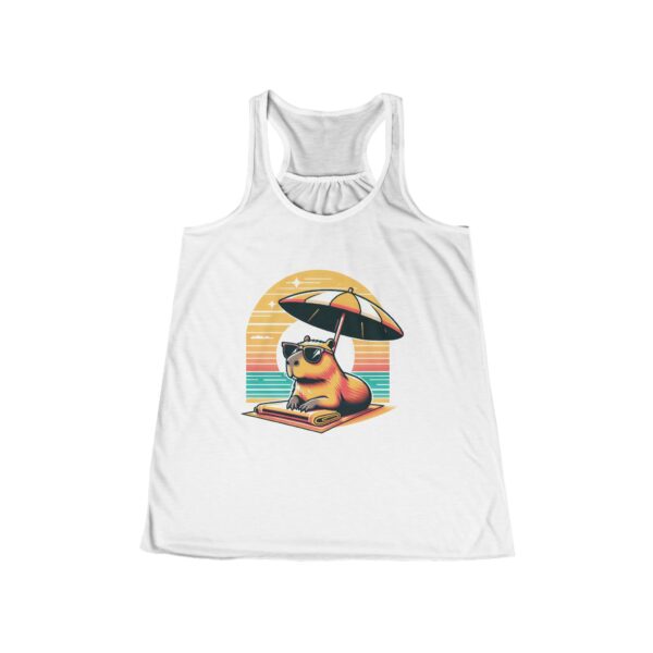 Womens Flowy Racerback Tank with Adorable Capybara Design – Lightweight, Stylish, and Fun for Summer