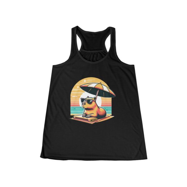 Womens Flowy Racerback Tank with Adorable Capybara Design – Lightweight, Stylish, and Fun for Summer