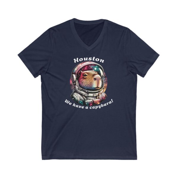 Unisex Short Sleeve V-Neck T-Shirt with Cute Capybara Design – Comfortable Casual Wear