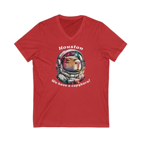 Unisex Short Sleeve V-Neck T-Shirt with Cute Capybara Design – Comfortable Casual Wear
