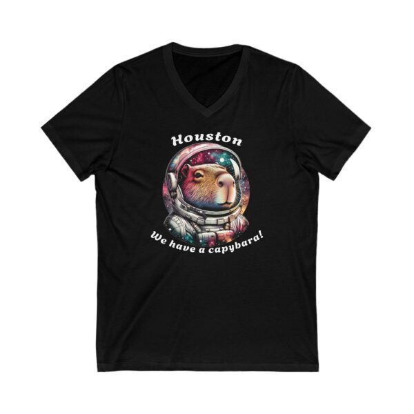 Unisex Short Sleeve V-Neck T-Shirt with Cute Capybara Design – Comfortable Casual Wear