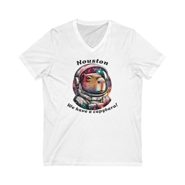 Unisex Short Sleeve V-Neck T-Shirt with Cute Capybara Design – Comfortable Casual Wear