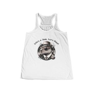 Womens Flowy Racerback Tank with Adorable Capybara Design – Lightweight, Stylish, and Fun for Summer