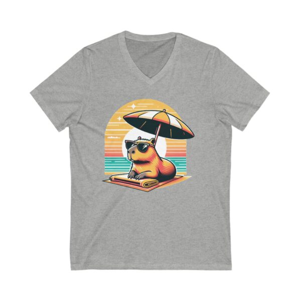 Unisex Short Sleeve V-Neck T-Shirt with Cute Capybara Design – Comfortable Casual Wear