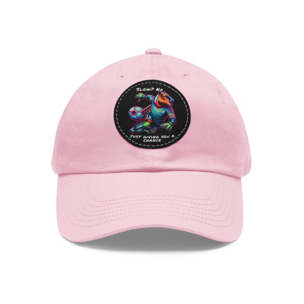 Dad Hat with Leather Patch (Round) - Capybara design