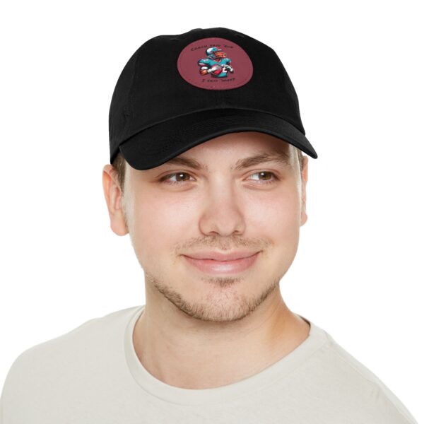 Dad Hat with Leather Patch (Round) - Capybara design