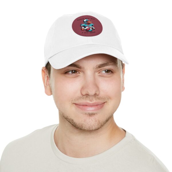 Dad Hat with Leather Patch (Round) - Capybara design