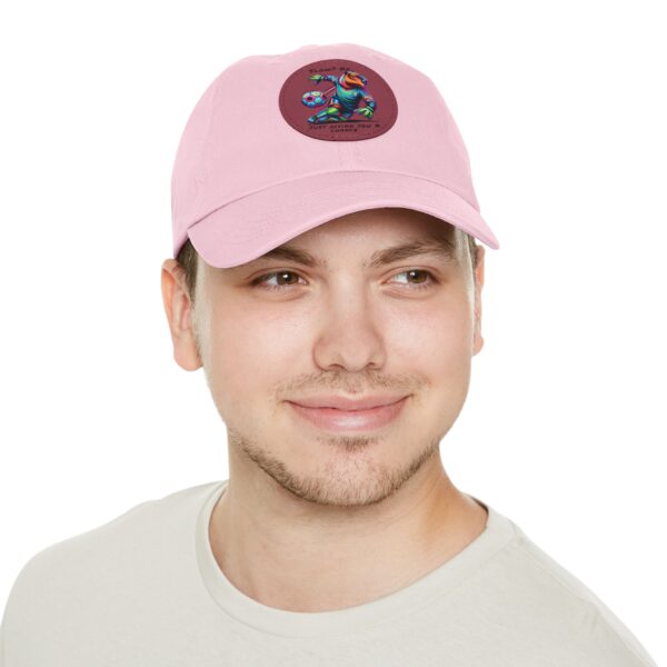 Dad Hat with Leather Patch (Round) - Capybara design