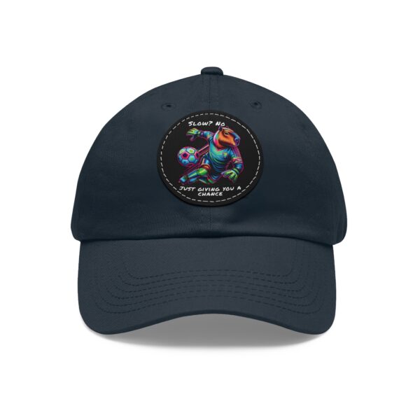 Dad Hat with Leather Patch (Round) - Capybara design