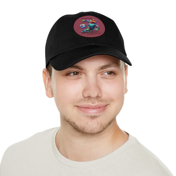 Dad Hat with Leather Patch (Round) - Capybara design