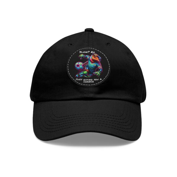 Dad Hat with Leather Patch (Round) - Capybara design