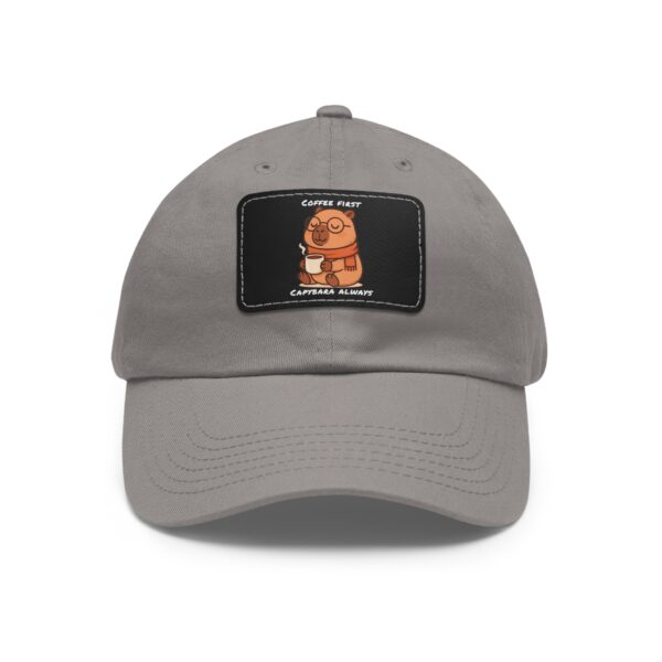 Dad Hat with Leather Patch (Rectangle) - Capybara design