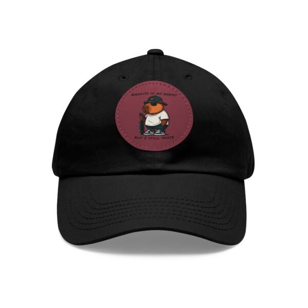 Dad Hat with Leather Patch (Round) - Capybara design