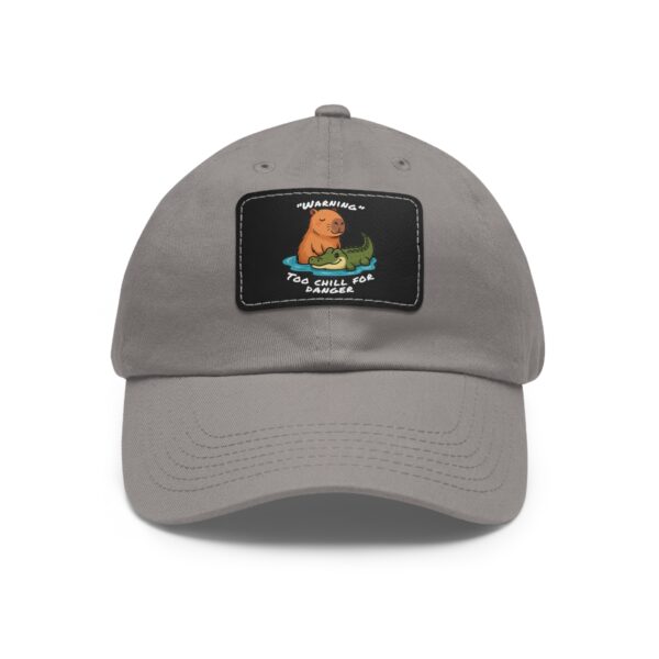 Dad Hat with Leather Patch (Rectangle) - Capybara design