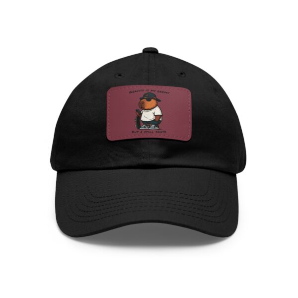 Dad Hat with Leather Patch (Rectangle) - Capybara design