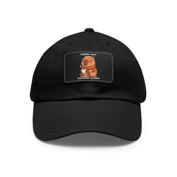 Dad Hat with Leather Patch (Rectangle) - Capybara design