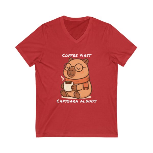 Unisex Short Sleeve V-Neck T-Shirt with Cute Capybara Design – Comfortable Casual Wear
