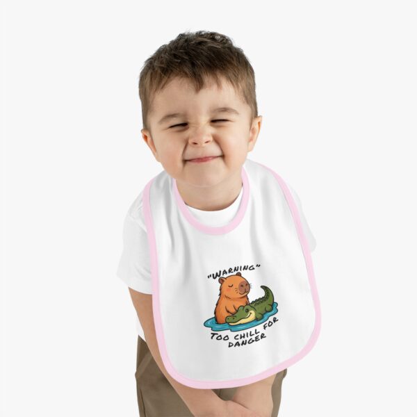 Baby Contrast Trim Jersey Bib with Adorable Capybara Design – Soft, Stylish, and Perfect for Messy Mealtime