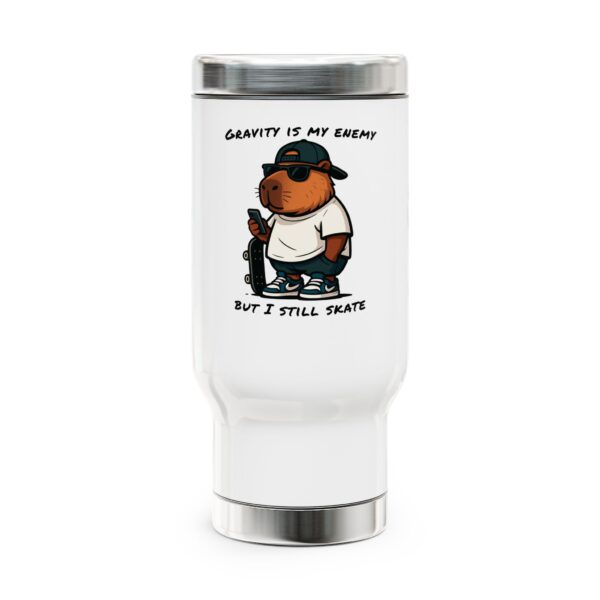 Capybara Stainless Steel Travel Mug with Handle – Durable 14oz Insulated Mug with Cute Capybara Design