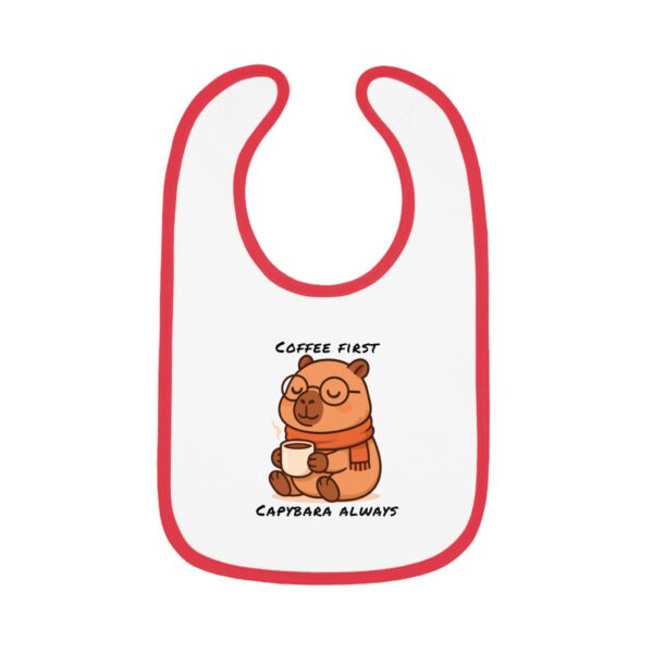 Baby Contrast Trim Jersey Bib with Adorable Capybara Design – Soft, Stylish, and Perfect for Messy Mealtime