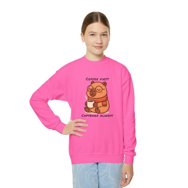 Youth Crewneck Sweatshirt with Adorable Capybara Design – Cozy and Fun for Everyday Wear