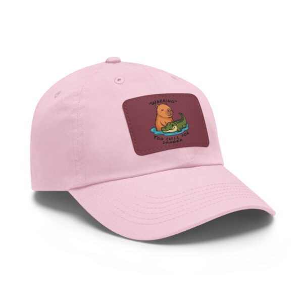 Dad Hat with Leather Patch (Rectangle) - Capybara design