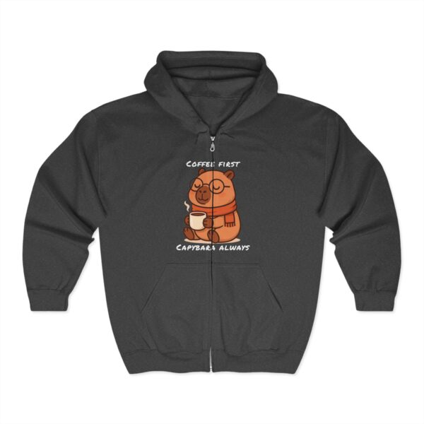 Unisex Heavy Blend™ Full Zip Hooded Sweatshirt with Adorable Capybara Design – Stylish and Comfortable Outerwear