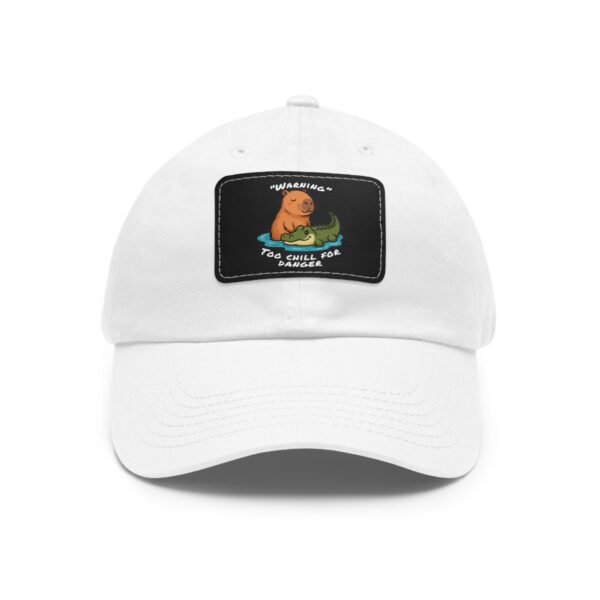 Dad Hat with Leather Patch (Rectangle) - Capybara design