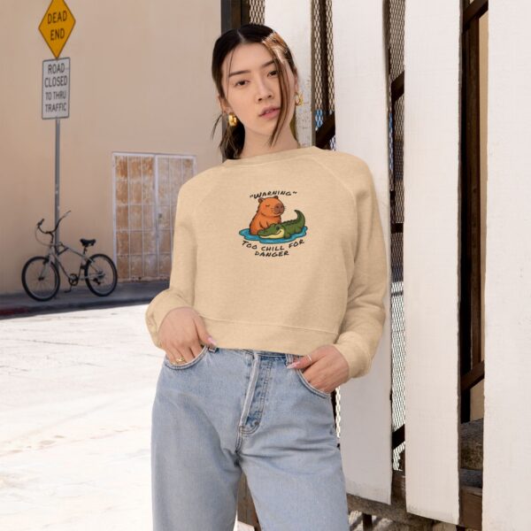 Women's Cropped Fleece Pullover with Cute Capybara Design – Cozy, Trendy, and Fun