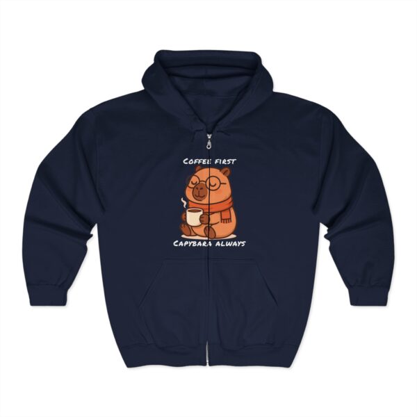 Unisex Heavy Blend™ Full Zip Hooded Sweatshirt with Adorable Capybara Design – Stylish and Comfortable Outerwear