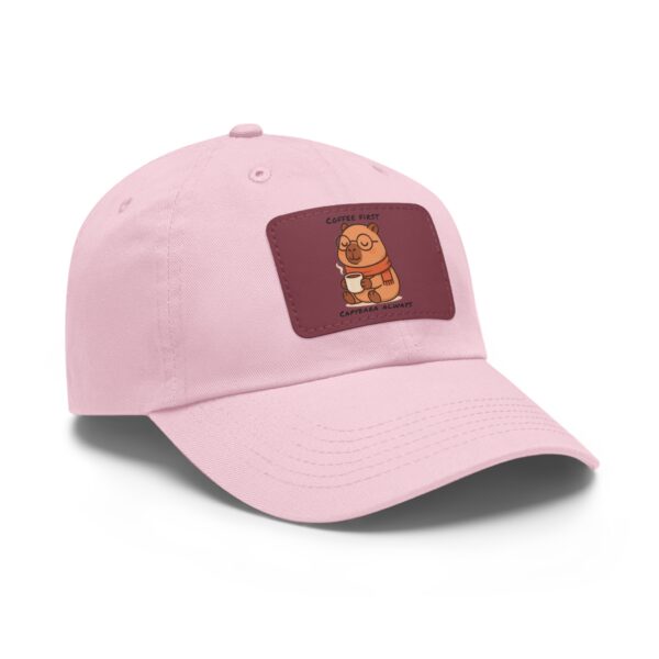 Dad Hat with Leather Patch (Rectangle) - Capybara design