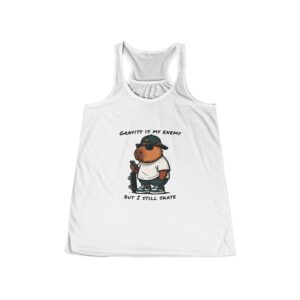 Womens Flowy Racerback Tank with Adorable Capybara Design – Lightweight, Stylish, and Fun for Summer