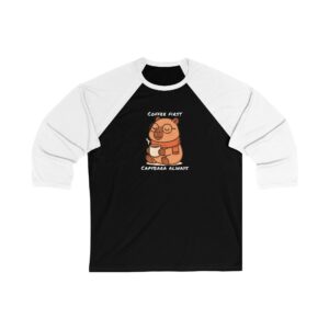 Unisex 3/4 Sleeve Baseball Tee with Adorable Capybara Design – Perfect Casual Wear