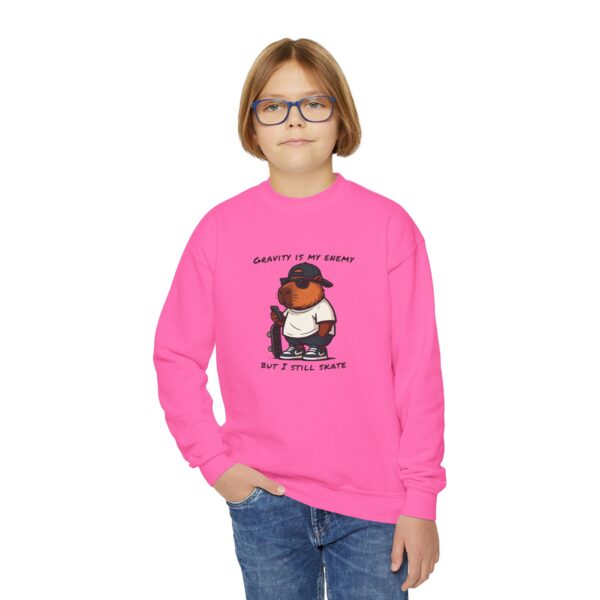 Youth Crewneck Sweatshirt with Adorable Capybara Design – Cozy and Fun for Everyday Wear